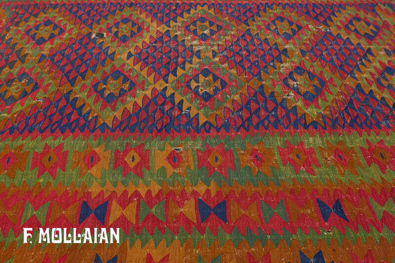 Kilim Antico Turco Sarkoy Di Lana Con Disegno Geometrico e Colori Saturi n°:40206582